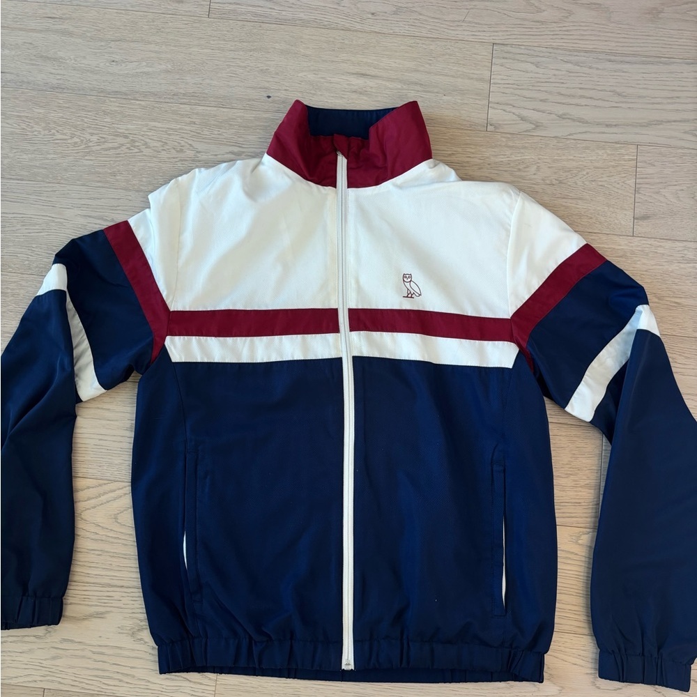 OVO Men's Navy and White Jacket Size Medium